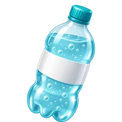 A clear 2-liter water bottle