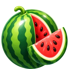 A whole watermelon with a slice cut out